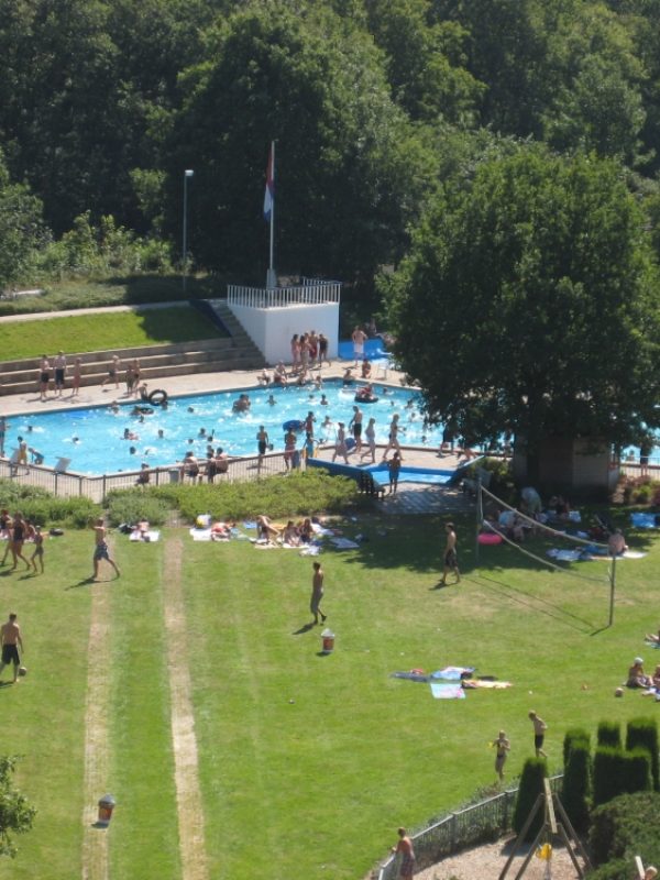 Overzichtsfoto van Zwembad De Welle in Bakkeveen. Gelegen vlakbij Camping Ikeleane